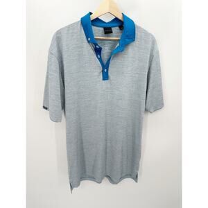 Dunning Golf Polo Shirt Men LARGE‎ Blue Short Sleeve Performance Stretch Casual